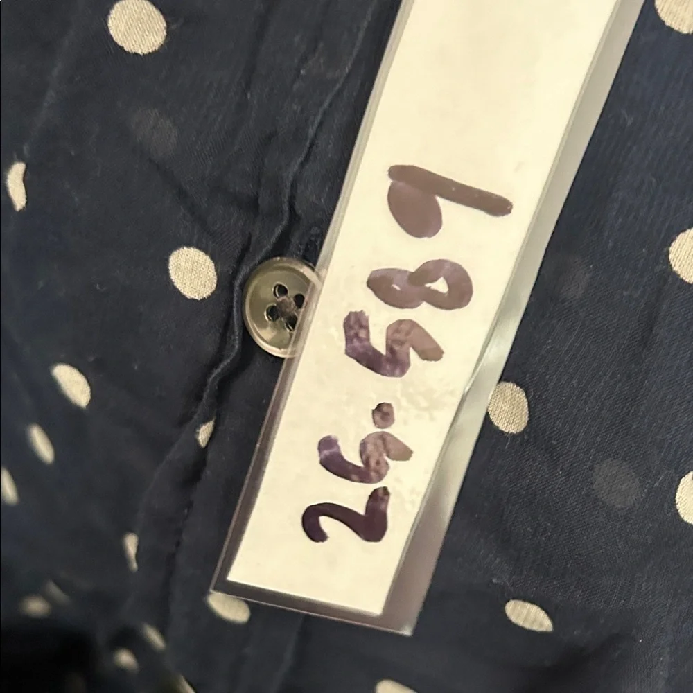 J. Crew Dark Blue Top with White Dots